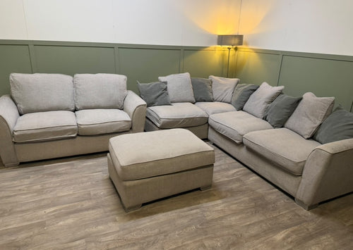 DFS light grey corner sofa, two-seater and footstool set RS-002 – photo 1
