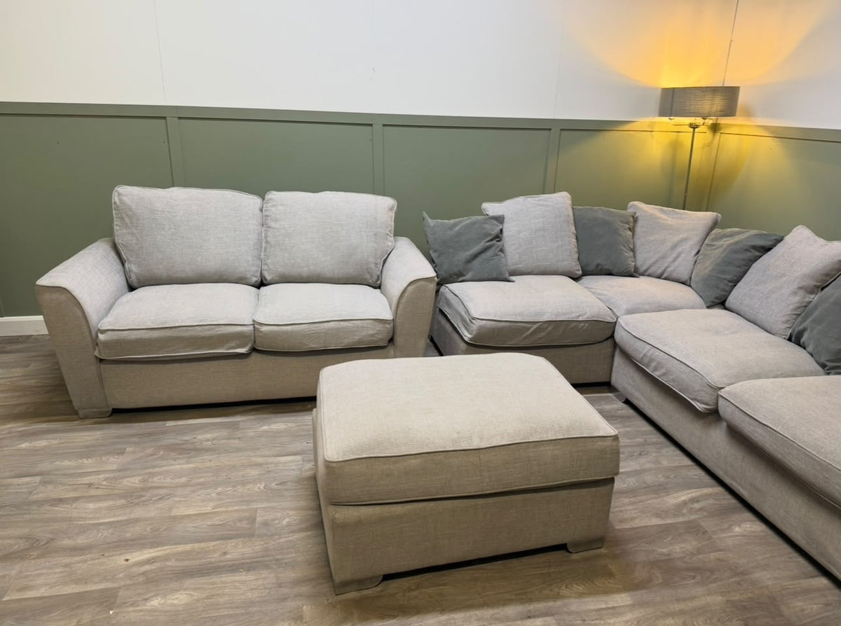 DFS light grey corner sofa, two-seater and footstool set RS-002 – photo 3