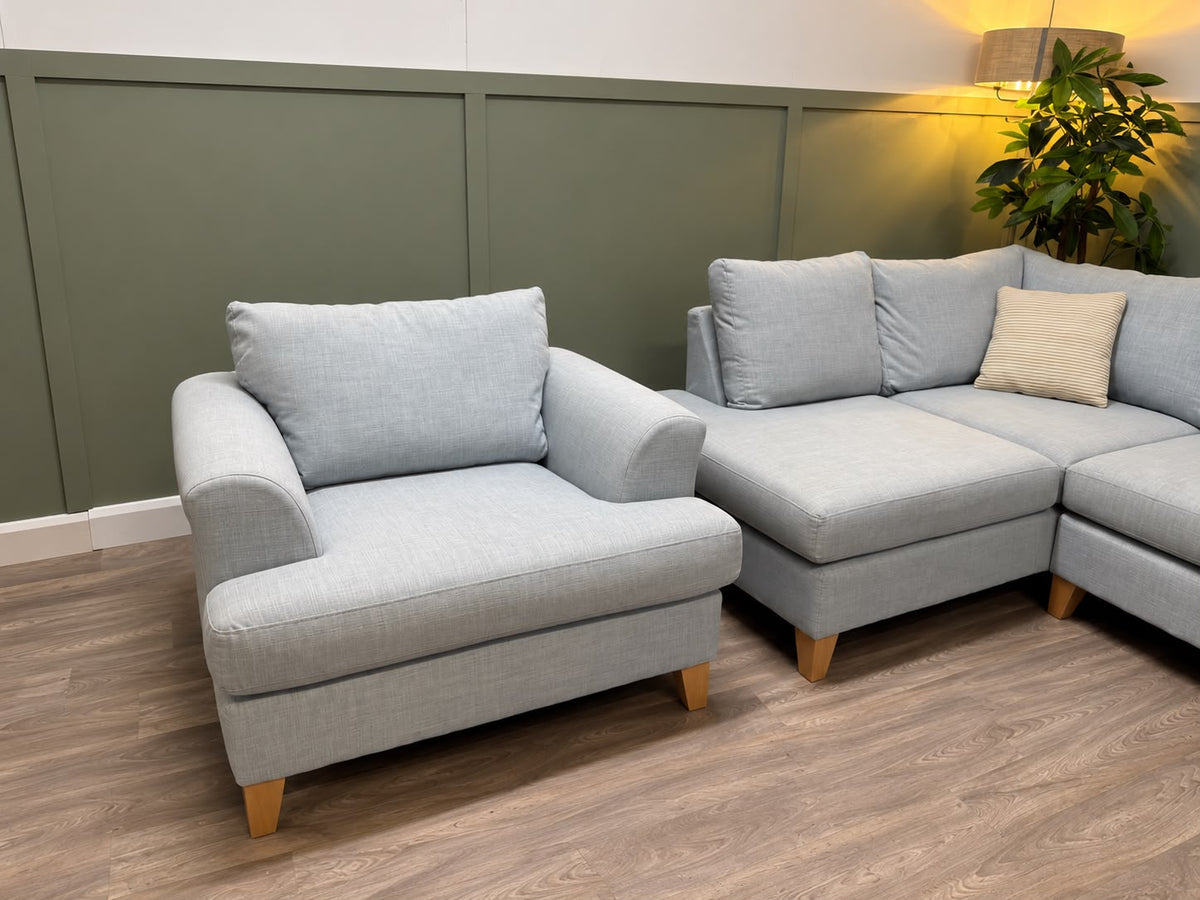 Light blue DFS corner sofa and matching armchair RS-004 – photo 2