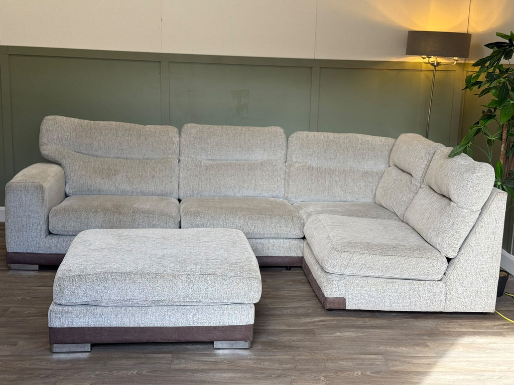 Grey L-shape sofa with matching footstool RS-007 – photo 1