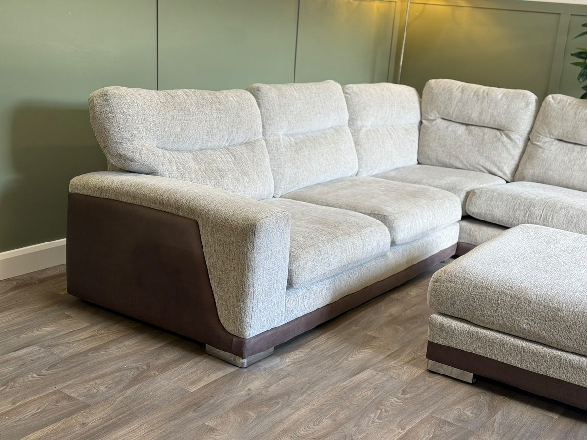 Grey L-shape sofa with matching footstool RS-007 – photo 2