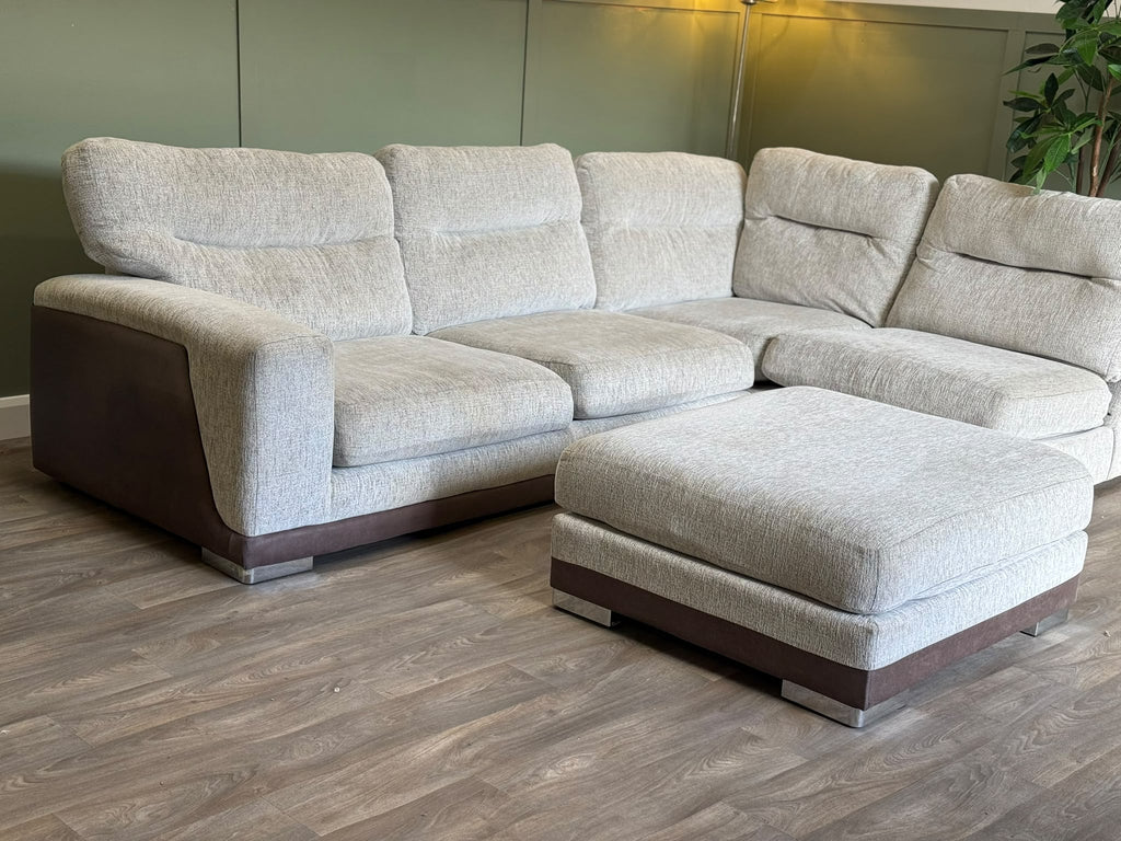 Grey L-shape sofa with matching footstool RS-007 – photo 3