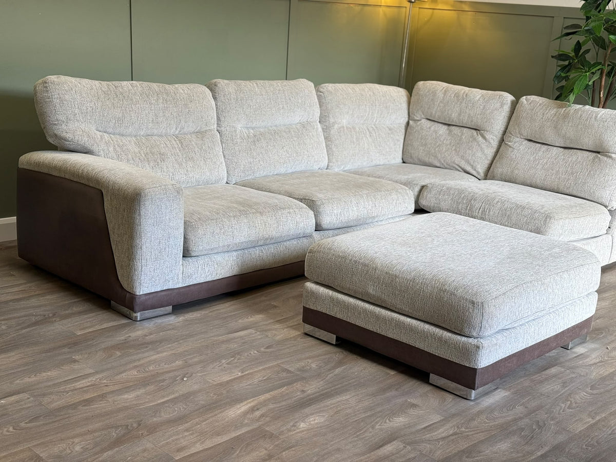 Grey L-shape sofa with matching footstool RS-007 – photo 3