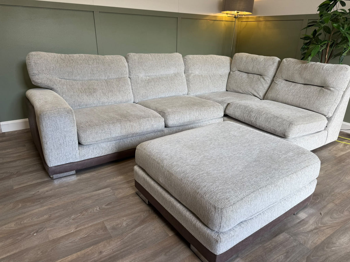 Grey L-shape sofa with matching footstool RS-007 – photo 5