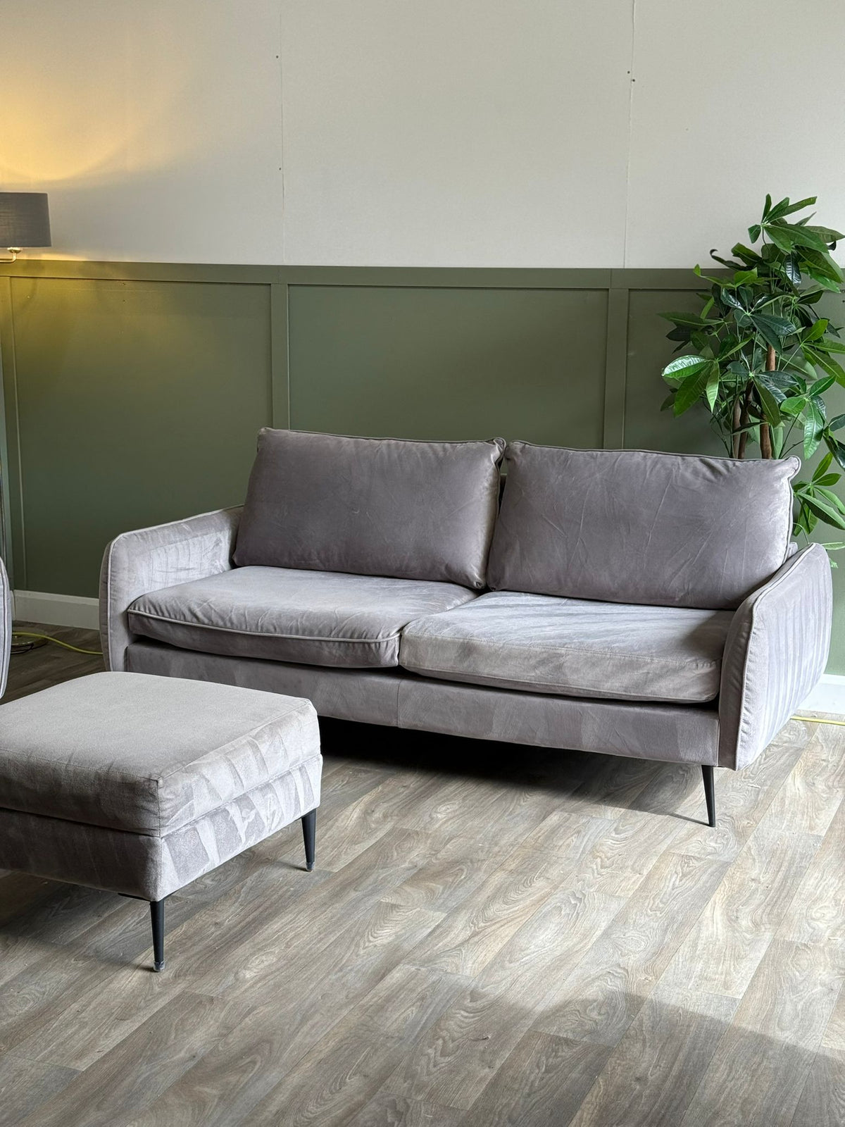 Light grey 3-seater and 2-seater sofa set with matching footstool RS-008 – photo 3